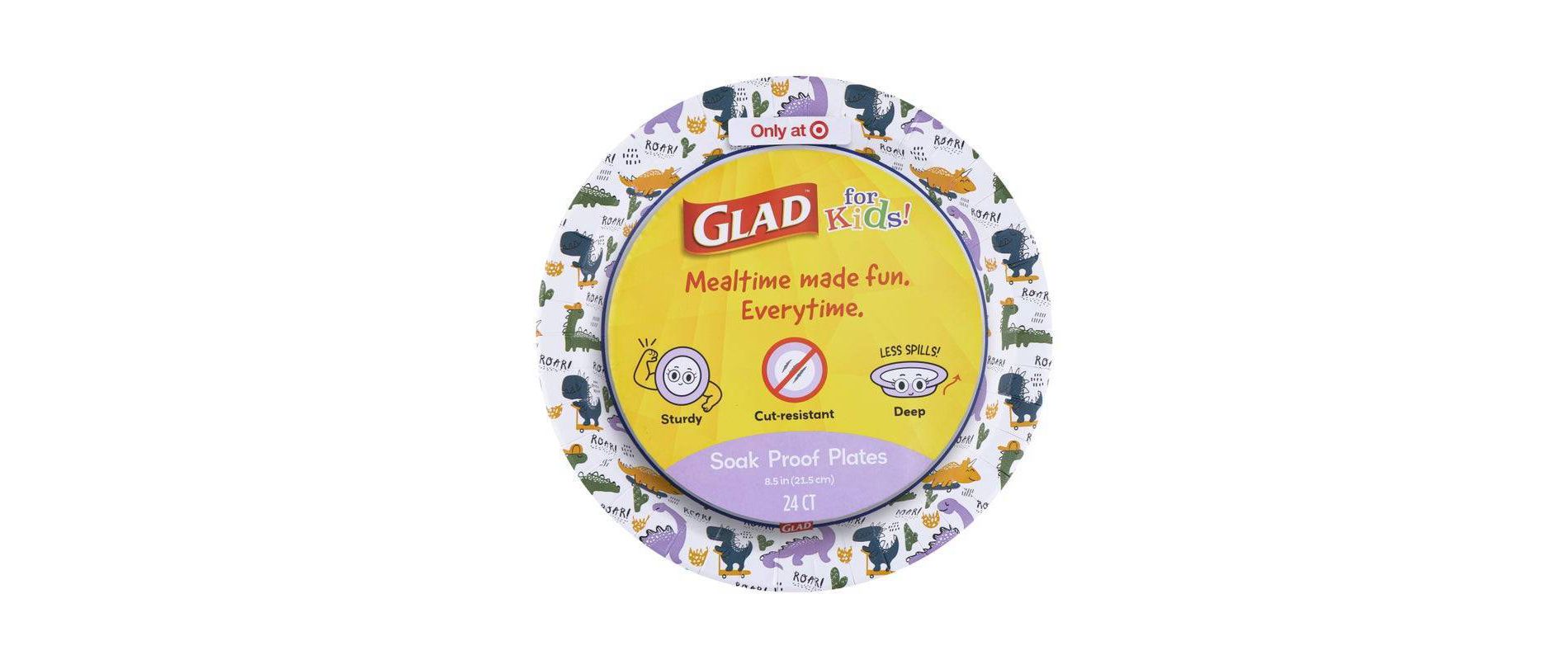 Glad for kids' Dino Disposable Paper Plates 8.5" - 24ct