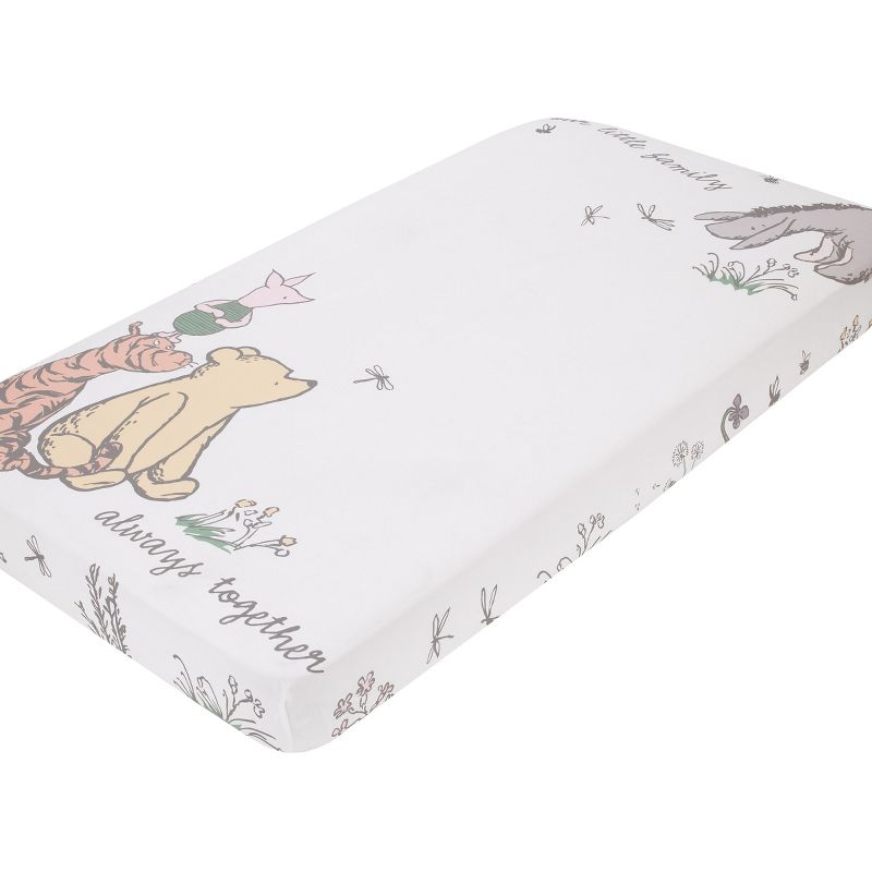Disney Classic Pooh Naturally Friends Ivory and Taupe 100% Cotton Photo Op Fitted Crib Sheet, 1 of 6