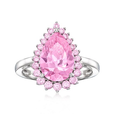 Ross-Simons Italian 2.40 ct. t.w. Simulated Pink Sapphire Ring in Sterling Silver