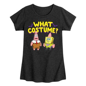 Girls' - SpongeBob SquarePants - What Costume Fitted Short Sleeve Graphic T-Shirt - 1 of 4
