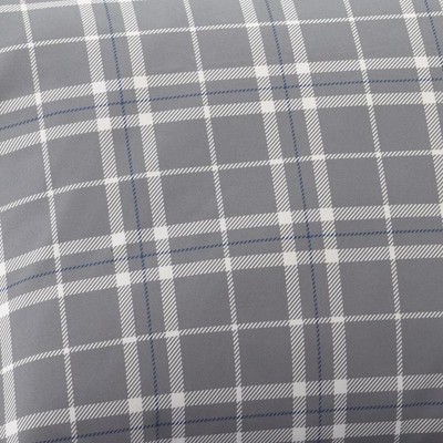Twin Gray Plaid Cotton and Polyester Flannel Sheet Set