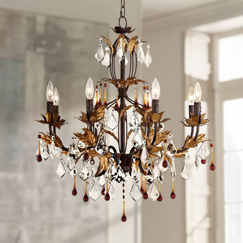 Kathy Ireland Venezia Golden Bronze Chandelier Lighting 26" Wide Rustic French Clear Amber Crystal 8-Light Fixture for Dining Room Home Kitchen Island, 3 of 11