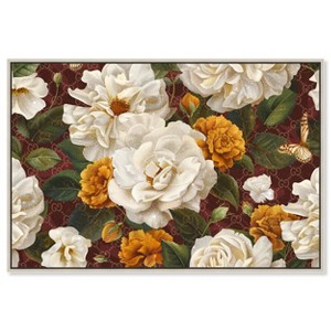Art Remedy Maroon Elegance Floral Elegant realistic Floral Wall Art Framed - 1 of 4