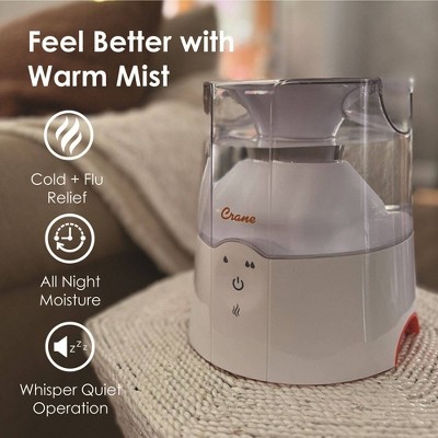 Compact White and Orange Warm Mist Humidifier with Steam Treatment