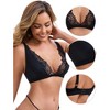 INSPIRE CHIC Women's Lace Trim Wirefree Lingerie Adjustable Spaghetti Straps Deep V Soft Push Up Bras - 3 of 4