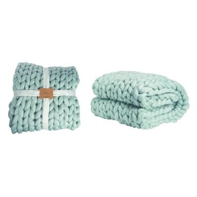 Transpac Acrylic 60 in. Gray Chunky Knitted Throw