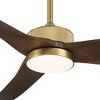 Casa Vieja 60" Montage Modern Indoor Outdoor Ceiling Fan 3 Blade LED Light Remote Control Soft Brass Finish Bedroom Patio Living Room Damp Rated - 3 of 4