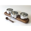 Nambe Triple Condiment Server with Spoons, Dipping Bowls with Serving Tray for Condiments, Dips, and Snacks, Metal Alloy Bowls and Acacia Wood Tray - 2 of 4