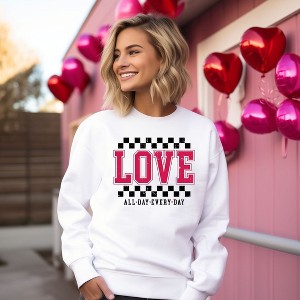Simply Sage Market Women's Graphic Sweatshirt Love All Day Everyday Checkered - 1 of 1