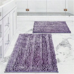 Light Purple Bath Rug Set, Shiny Noodle Mat with Non - Slip Backing, 31x20 and 24x16 Inch, Lavender - 1 of 4