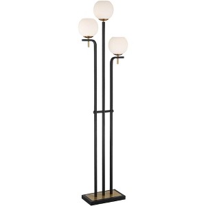 Possini Euro Design Acadia Modern Floor Lamp 71" Tall Black Warm Gold Metal 3 Light Frosted White Glass Globe Shade for Living Room Bedroom Office - 1 of 4