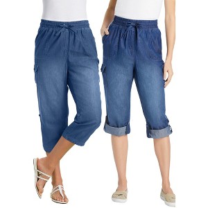 Woman Within Plus Size Petite Convertible Length Cargo Capri/Bermuda - 1 of 4