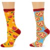 Zodaca Pizza Crew Socks for Women, One Size (Yellow, Blue, 2 Pairs) - 2 of 4