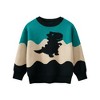 MyKids-USA Baby Boy Kids Dinosaur Pattern Crew Neck Long Sleeves Color Patchwork Knitwear Pullover - 3 of 3