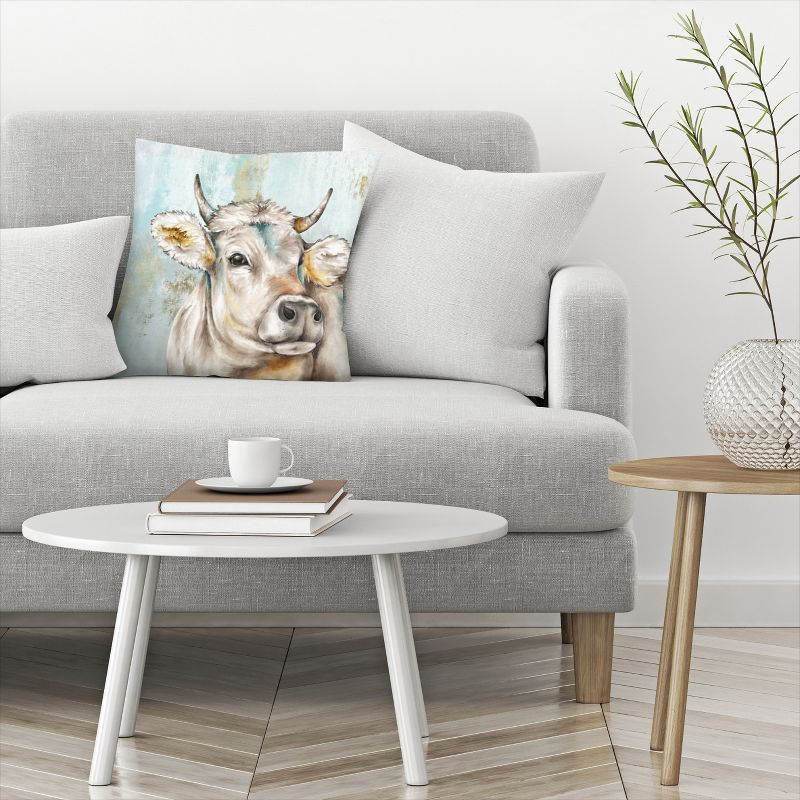 Americanflat Animal Headstrong Cow I By Pi Creative Art Throw Pillow, 4 of 6