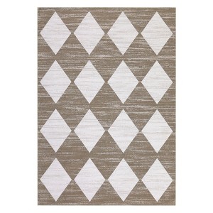 2 x 6 ft Polyester Black Rectangular Hallway Bathroom Entryway Kitchen Office Foldable Grid Modern Washable Area Rug - 1 of 4