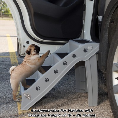 Gray Plastic Foldable 4-Step Pet Stairs with Nonslip Pads
