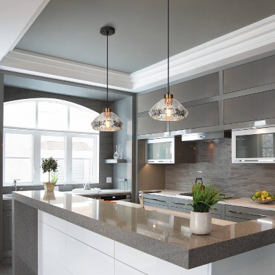 Matte Black and Gold Glass Mini Pendant Light