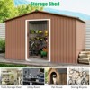 10x8 ft Outdoor Storage Shed, Galvanized Steel Garden Shed with Lockable Door, Gray/Brown - 3 of 4