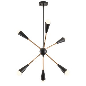 Modern Sputnik Chandelier 6-Light Black and Gold Mid Century Pendant Light for Dining Room - 1 of 4