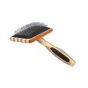 Bass Pet Brushes De-matting Pet Brush with 100% Premium Alloy Pin SOFT Pure Bamboo Handle Large Slicker Style Striped Bamboo - 3 of 4