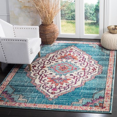 Bohemian Chic Blue Multi Handmade Tufted Area Rug - 6'7" x 9'2"