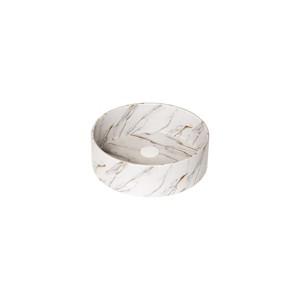 ChicFurnit Bathroom Sinks Vessel Sink Round Sink Vanity Sink Art Basin Countertop Bathroom Sink for Bathroom, White, 14.17"*14.17"*4.72" - 1 of 4