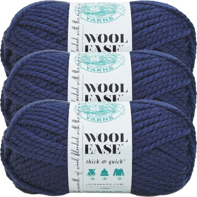 (3 Pack) Lion Brand Wool-Ease Thick & Quick Yarn - Navy