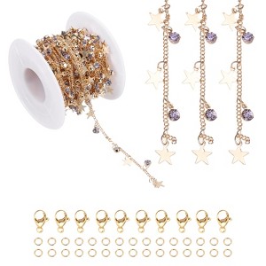 Unique Bargains Copper Jewelry Making Lobster Clap Star Rhinestone Chain 16.4ft 1 Roll - 1 of 4