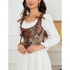 Acekool Women’s Vintage Floral Corset Lace-Up Vest, Vintage Pirate-Inspired Bustier with Embroidered Print - 4 of 4