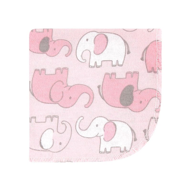 Hudson Baby Infant Girl Flannel Cotton Washcloths, Girl New Elephant 12-Pack, One Size, 3 of 9