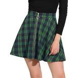 Allegra K Women's Plaid A-Line Zip Up High Waisted Skater Skirt