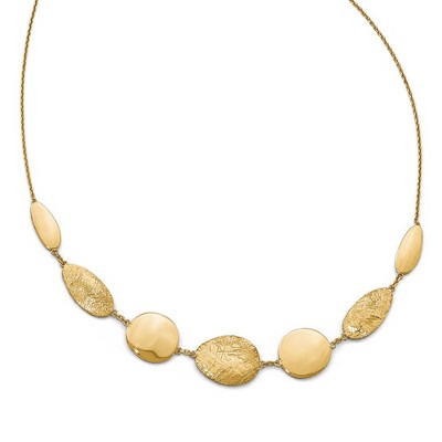 Black Bow Jewelry 14k Yellow Gold Polished Diamond-Cut Disc Station Necklace, 16-18 Inch