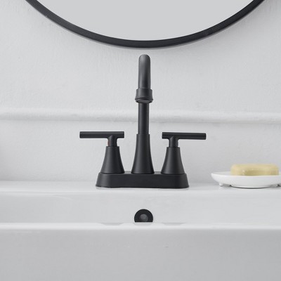 Matte Black Stainless Steel 2-Handle High-Arc Bathroom Faucet