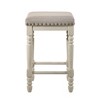 Simple Relax Set of 2 Fabric Upholstered Counter Height Stools in Antique White and Tan - 3 of 4