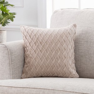 Chanasya Gem Pleated Textured Velvet Throw Pillow Cover - 2-Piece Set - 1 of 2