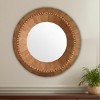 HomeRoots 30" Brown Solid Wood Faceted And Beaded Round Framed Accent Mirror - 2 of 4