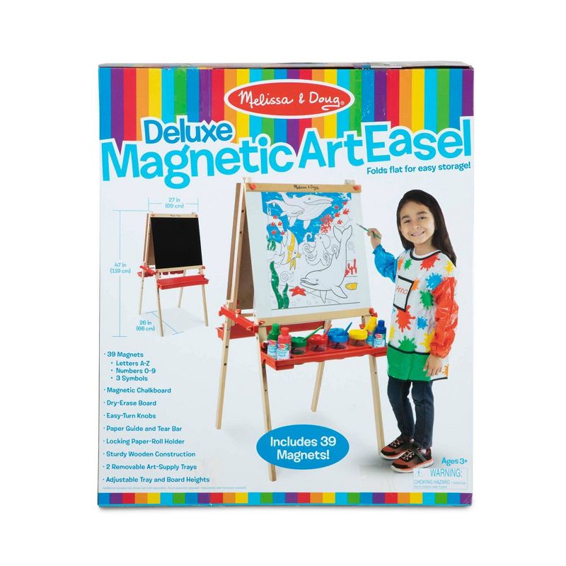 Melissa &#38; Doug Deluxe Magnetic Standing Art Easel With Chalkboard, Dry-Erase Board, and 39 Letter and Number Magnets, 1 of 16