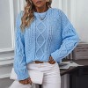 Women's Oversized Cable Knit Crewneck Sweaters - 3 of 4