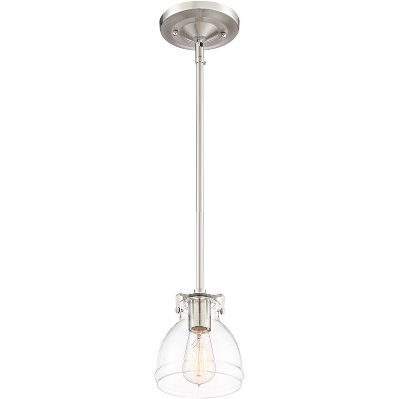 Possini Euro Design Bellis Brushed Nickel Mini Pendant Light 6 1/2" Wide Modern Industrial Clear Glass Shade for Dining Room Home Foyer Kitchen Island, 5 of 8