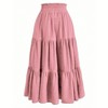 Coolmee Women Midi Skirts Boho Swing Tiered A-Line Elastic Drawstring High Waist Fashion Long Dress - 2 of 4