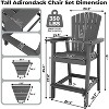 Outdoor Tall Adirondack Chairs Set of 2 HDPE, Paio Adirondack Barstools with Connecting Tray, for Deck, Backyard, Balcony - 3 of 4