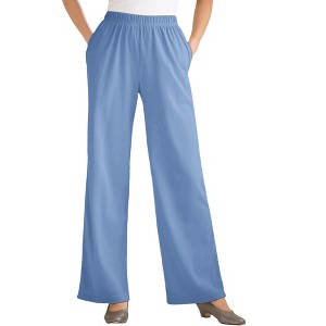 Woman Within Women's Plus Size Petite 7-Day Knit Wide-Leg Pant - 1 of 4