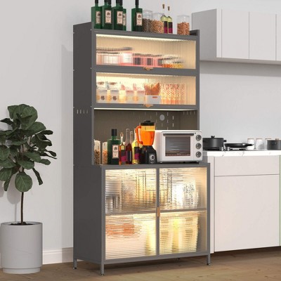 ORRD 73" Tall Metal Kitchen Pantry Cabinet, 6 Flip Doors with Pegboard, Adjustable & Anti-Tip (Grey)