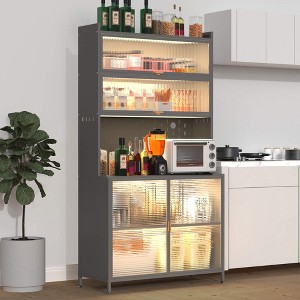 ORRD 73" Tall Metal Kitchen Pantry Cabinet, 6 Flip Doors with Pegboard, Adjustable & Anti-Tip (Grey) - 1 of 4