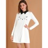 Allegra K Women's Contrast Collar Cat Face Printed Long Sleeve Swing Flare Mini Dress - 2 of 4