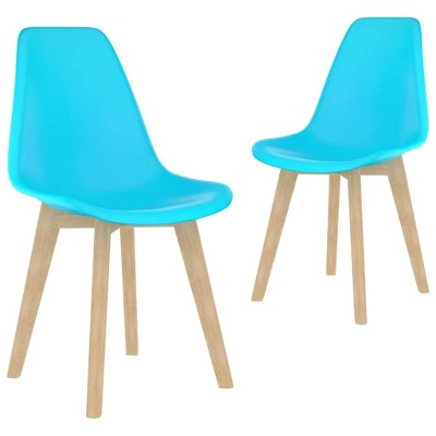 vidaXL Dining Chairs, 2 Pcs, Blue Plastic
