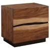 2-drawer Nightstand Smokey Walnut Finish Natural Wood Grain Fingertip Drawer Pulls Faded Look Wooden Bedroom Furniture - 2 of 4