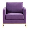 LeisureMod Lincoln Accent Arm Chair Upholstered in Velvet with Gold Frame - 3 of 4