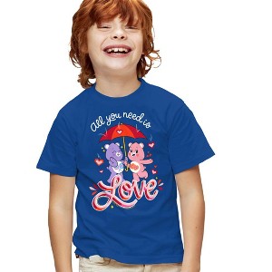 Boys' Short Sleeve Care Bears: Unlock the Magic All You Need Is Love Valentine T-Shirt Boys and Girls - 1 of 4